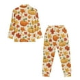 thumbnail image 6 of DISNIMO Pumpkin Maple Leaf Printed Women Pajama Set Long Sleeve Sleepwear Button Down 2 Piece Pj Set V Neck Nightwear with Long Pants, Halloween Decor, 6 of 7