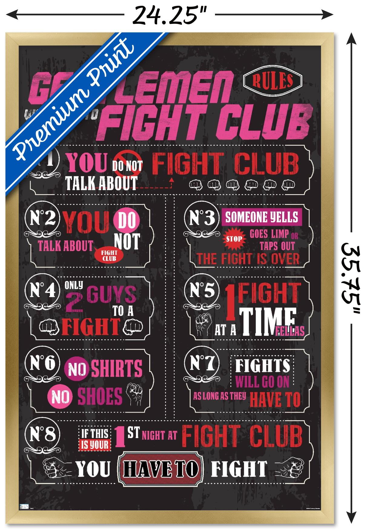 Fight Club - Rules Wall Poster, 22.375" x 34", Framed