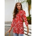 thumbnail image 6 of Nlife Women Bohemian 3/4 Sleeve V Neck Floral Print Shirt, 6 of 8