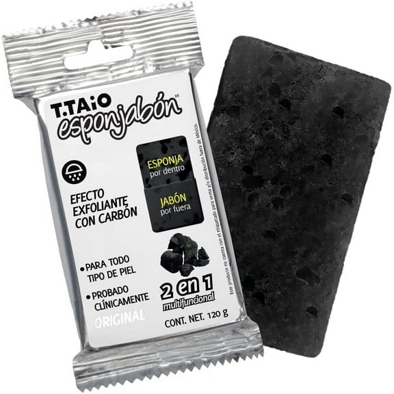 T.TAIO Soap Sponge Esponjabon Charcoal (1 Pack - Natural)
