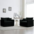 thumbnail image 4 of Domiluxe Chenille Accent Chair with Ottoman,Comfy Deep Single Seat Sofa with Pillow,Upholstered Armchair for Living Room Bedroom Office Apartment,Black, 4 of 7
