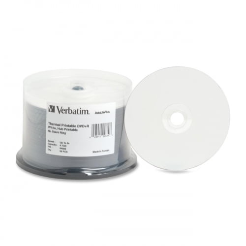 Verbatim DVD R 4 7GB 8X DataLifePlus White Thermal Printable Hub 