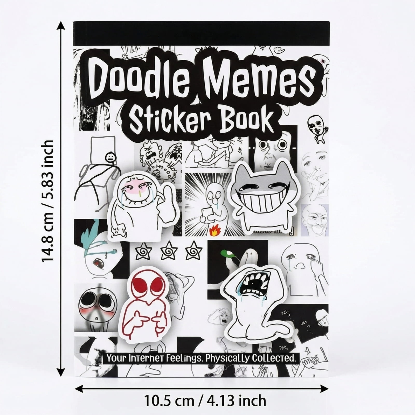 Meme for Adults, Waterproof for Water Bottle, 6X9 In, Scrapbook Sticker Book, Journaling Supplies, 2026 Decorations, Black White, 1 Pc