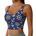 thumbnail image 2 of Bixox Women's Anchors and Nautical Pattern Fitness Navel Tank Top U-Back Yoga Tank Top Sweatshirt Sports Bra, 2 of 7