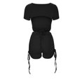 thumbnail image 3 of Birdeem Mode Femme Aguichant Solide Manches Courtes Col Rond Pantalon à Cordon Ensembles Chemises, 3 of 12