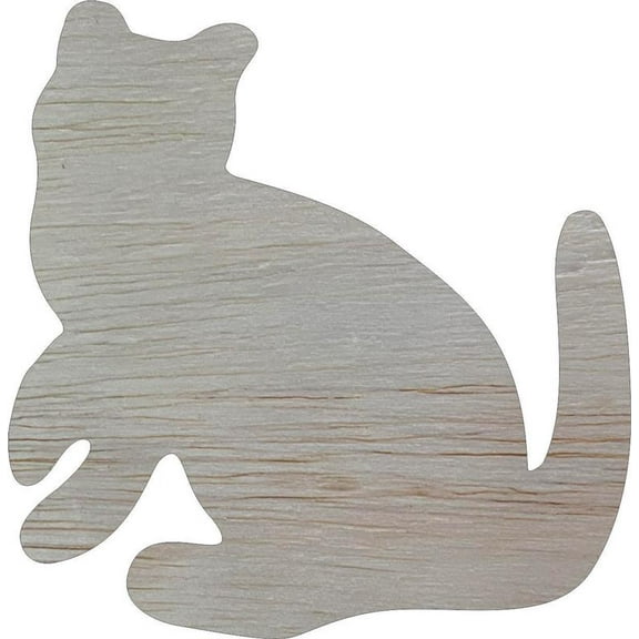 Wood Cat Craft Shape, 4'' Unfinished Blank DIY