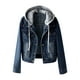 thumbnail image 1 of Mujeres de Moda Más Terciopelo Manga Larga Slim-Fit Chaqueta Con Capucha Blusa de Mezclilla Abrigo Odeerbi ODB-6, 1 of 4
