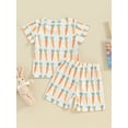 thumbnail image 4 of Suealasg Kids Boy Shorts Set 6M 1T 2T 3T Short Sleeve Carrot Print T-shirt Tops and Shorts 2Pcs Summer Causal Clothing for Toddler Boy, 4 of 9