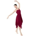 thumbnail image 5 of IBTOM CASTLE Women Lyrical Dance Dress Modern Contemporary Ballet Dancewear Spaghetti Strap Chiffon Flowy Dress L Wine Red, 5 of 8
