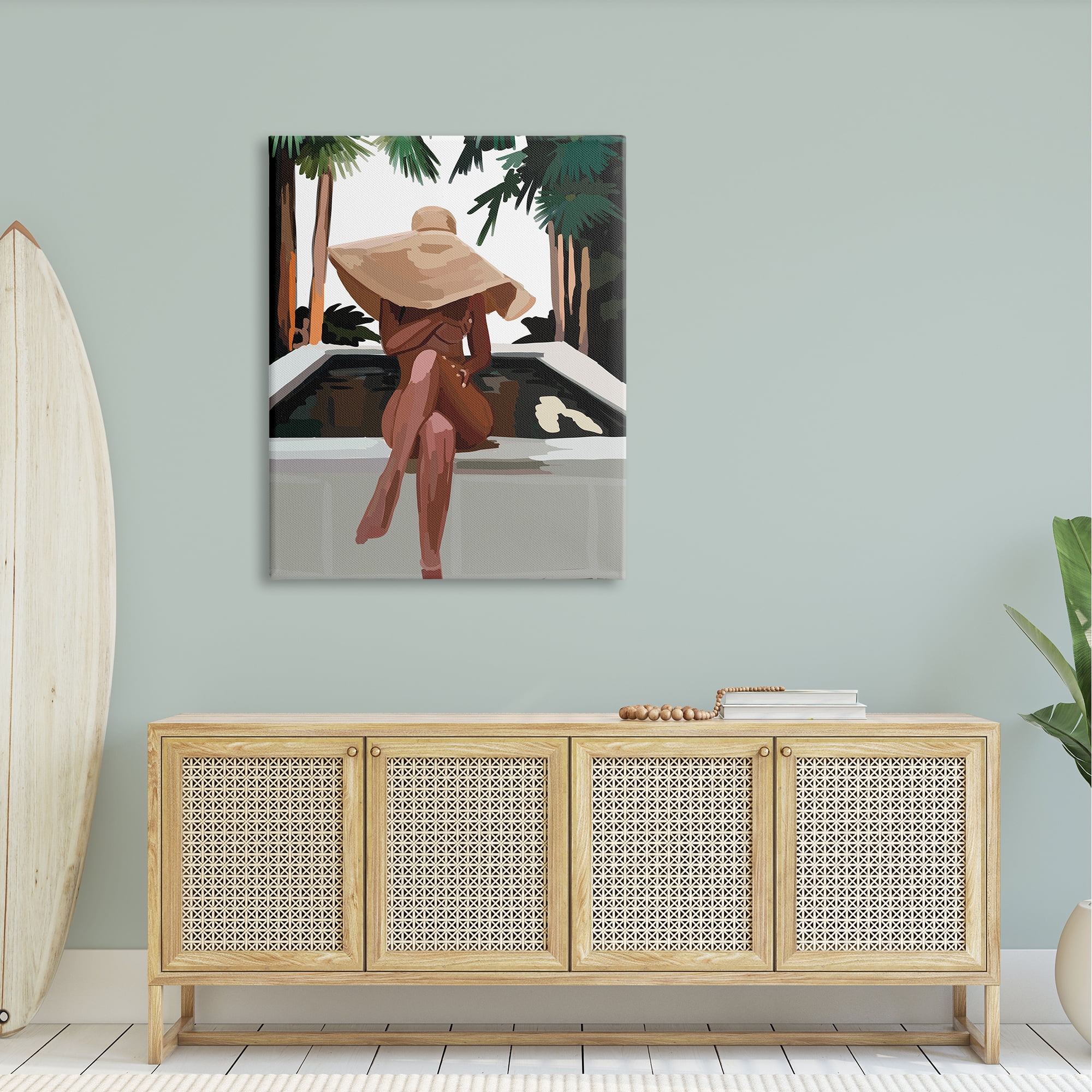 Stupell Industries Trendy Upscale Woman Tropical Summer Hot Tub Graphic Art Gallery Wrapped Canvas Print Wall Art, Design by Amelia Noyes
