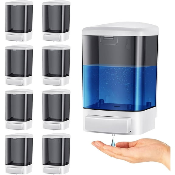 Manual Hand Soap Dispenser Plastic Wall Mounted Commercial Soap Dispenser for Liquid Containers Kitchen Hotel Restaurant Bathroom Shower Shampoo Gel, Black, 33.8oz/1000ml (8)