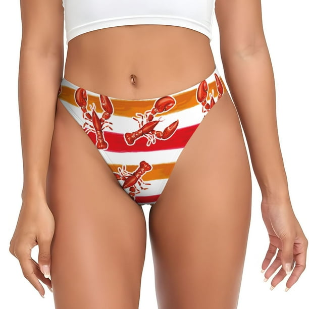 Fotbe Red Lobster Tanga Sin Costuras para Mujer con Estampado – Panties Invisibles, Transpirables y Cómodos para Uso Diario-X-Small