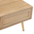 thumbnail image 6 of Mid Century Modern Coffee Table with Storage, 41.3 Inch Rectangle Wooden Accent Center Sofa Table with Sliding PE Rattan Woven Door Panel and Solid Wood Legs, Suitable for Living Room, Apartment, 6 of 6