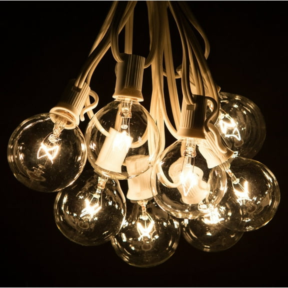 G50 Clear String Lights with White Wire