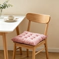 thumbnail image 6 of Thick Striped Corduroy Square Seat Cushion with Fixed Ties 38x38cm Office Dining Window Futon Chair Pad,Pink, 6 of 6