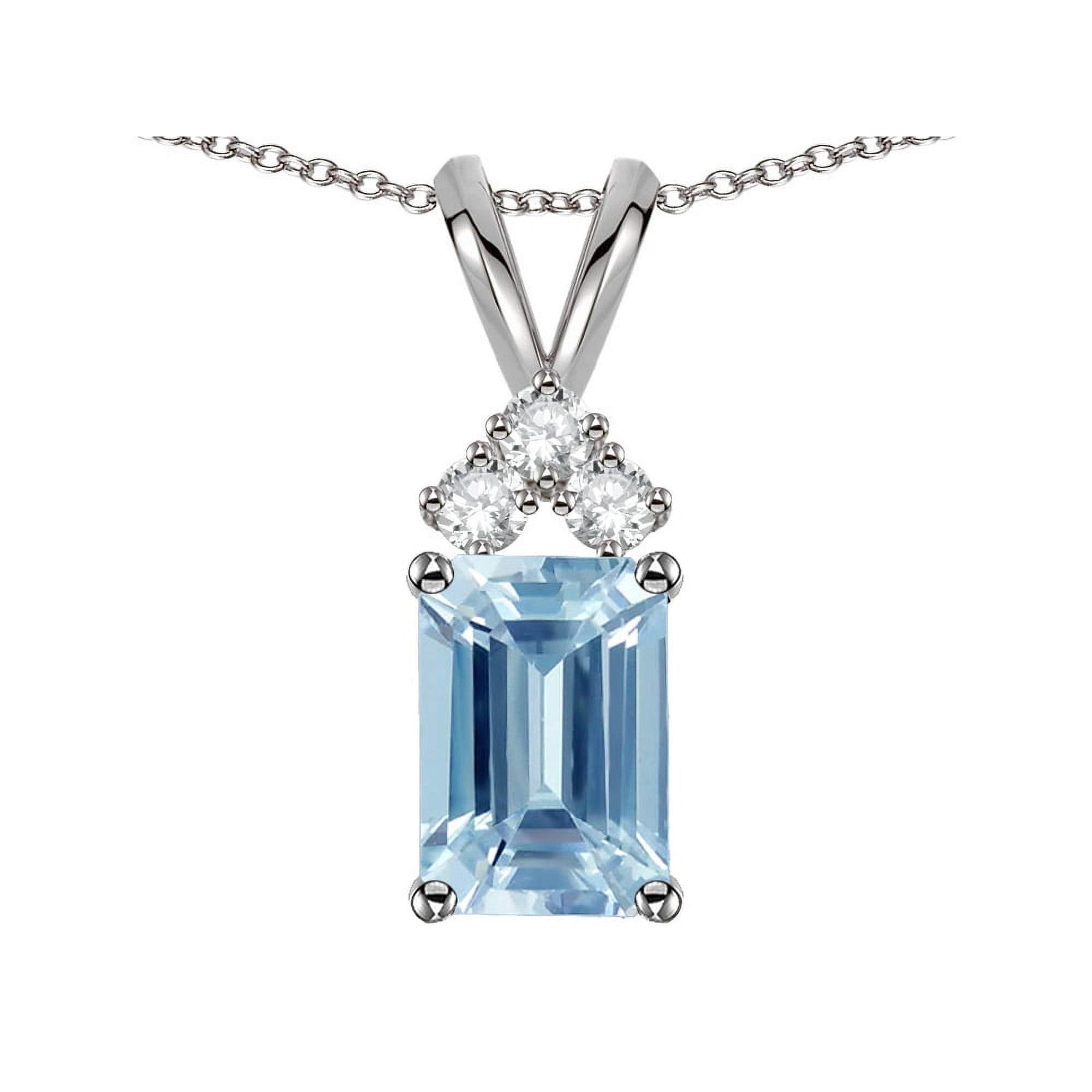 Star K� Classic Emerald Octagon Cut 8x6mm Genuine Sky Blue Topaz Rabbit Ear Pendant Necklace