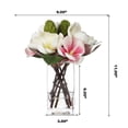 thumbnail image 4 of Enova Home Artificial Real Touch Magnolia Flower Fake Floral Arrangement in Rectangle Glass Vase with Faux Water for Home Decór (Cream Pink), 4 of 4