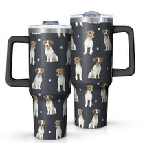 OBREWU Jack Russell Terrier Tumbler with Handle and Lid,Jack Russell Terrier 40oz Double Wall Vacuum Insulated Tumbler,Cups Gift for Women and Men