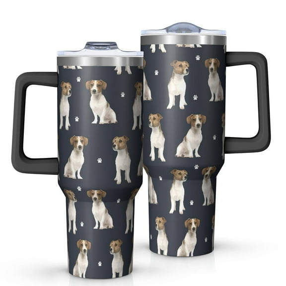 OBREWU Jack Russell Terrier Tumbler with Handle and Lid,Jack Russell Terrier 40oz Double Wall Vacuum Insulated Tumbler,Cups Gift for Women and Men
