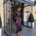 thumbnail image 6 of Women'S Chiffon Maxi Dress - Long Sleeve, Floral, Wedding Guest Attire with Pockets Black L, 6 of 10