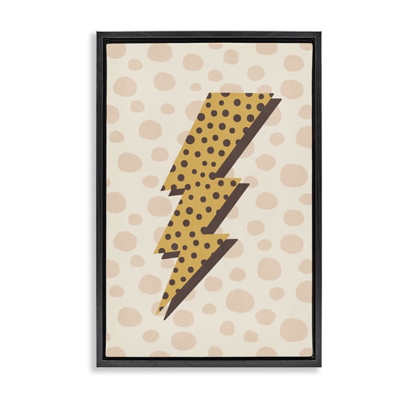 Stupell Industries Dotted Lightning Bolt Abstract Painting Black Floater Framed Canvas Art Print Wall Art, 17 x 25
