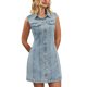 thumbnail image 1 of Vestido de mezclilla sin mangas para mujer Inspire Chic, con botones, corte A, mini vestido con bolsillos, azul claro, 2XL, 1 of 6