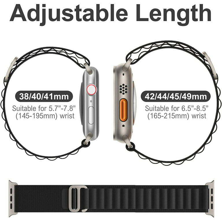  Alpine Loop Compatible With Apple Watch Band 49mm 45mm 44mm  42mm 41mm 40mm 38mm, Women Men Nylon Sport Solo Loop Rugged Wristband with  G‑Hook for iWatch Ultra Series 8 7 6