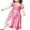 Pink-667, variant on Big Discount,3-8 Year Kids Solid Color Sequin Dress, Short Sleeves, Round Neck, Zipper Front, Fashionable Party Wear, Casual Play, Comfortable Fabric Perfect for Layering|Polyester,Rose Gold