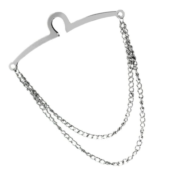 Mens Tie Chain Double Chains Shirt Necktie Link Chain Buckle Metal Tie Clips