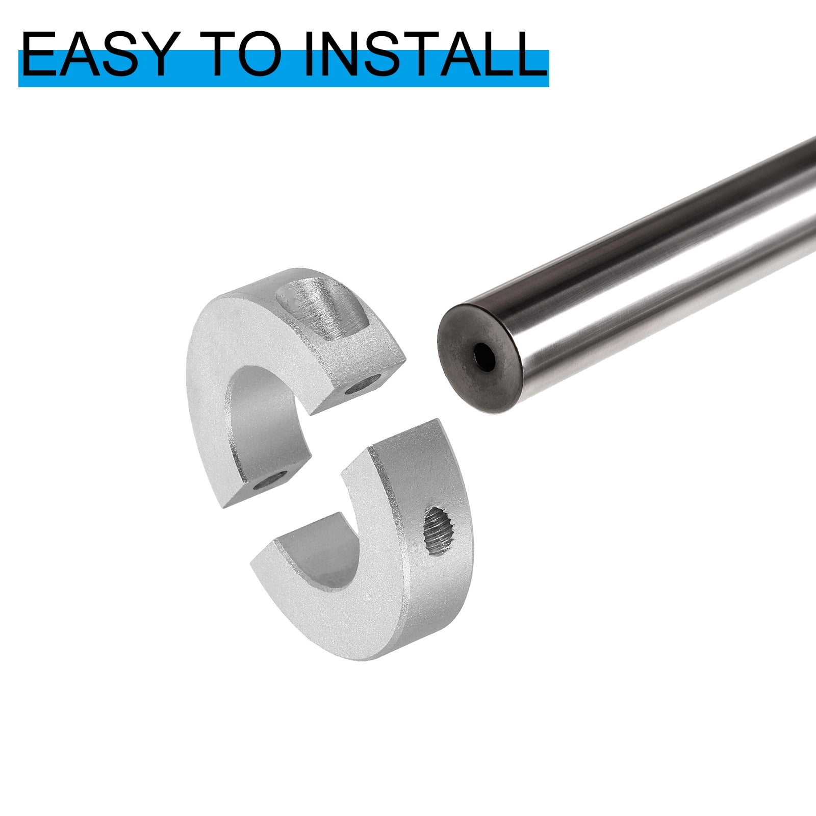 Aluminum Alloy Bore 50mm Double Split Shaft Collar 85mm OD 22mm Thickness with Set Screw, Silver 2 Pack