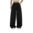 thumbnail image 2 of Women's Casual Pants High Waisted Side Pocket Straight Leg Work Pants Women'S Fashionable High Waist Zipper Casual Pants Suit Pants,Black Women's Casual Pants L, 2 of 6