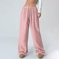 thumbnail image 4 of CENGNIAN Casual Fashion High Waisted Summer Drawstring Pants for Women White Beach PantPink,Size 3XL, 4 of 9