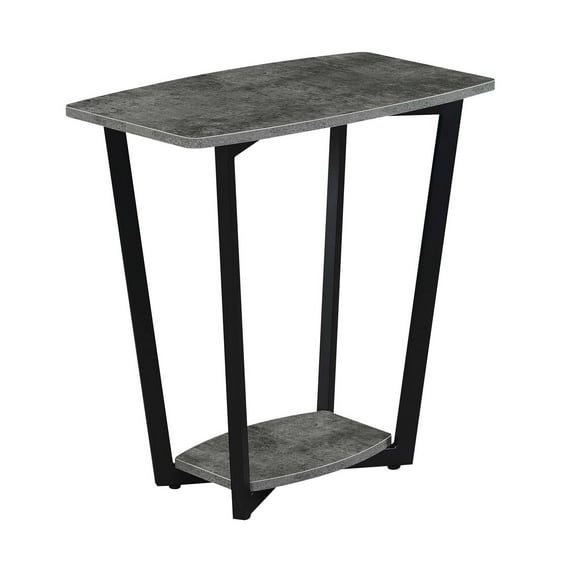 Graystone End Table Cement/Black: Urban Industrial Design, Shelf Storage, Square Shape