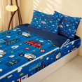 thumbnail image 2 of Erosebridal Fire Truck Zipper Twin Comforter Sets with Fitted Sheet and 2 Pillowcases, Fire Engine Zipper Bedding Set, Blue Night, Navy Reversible, 2 of 7