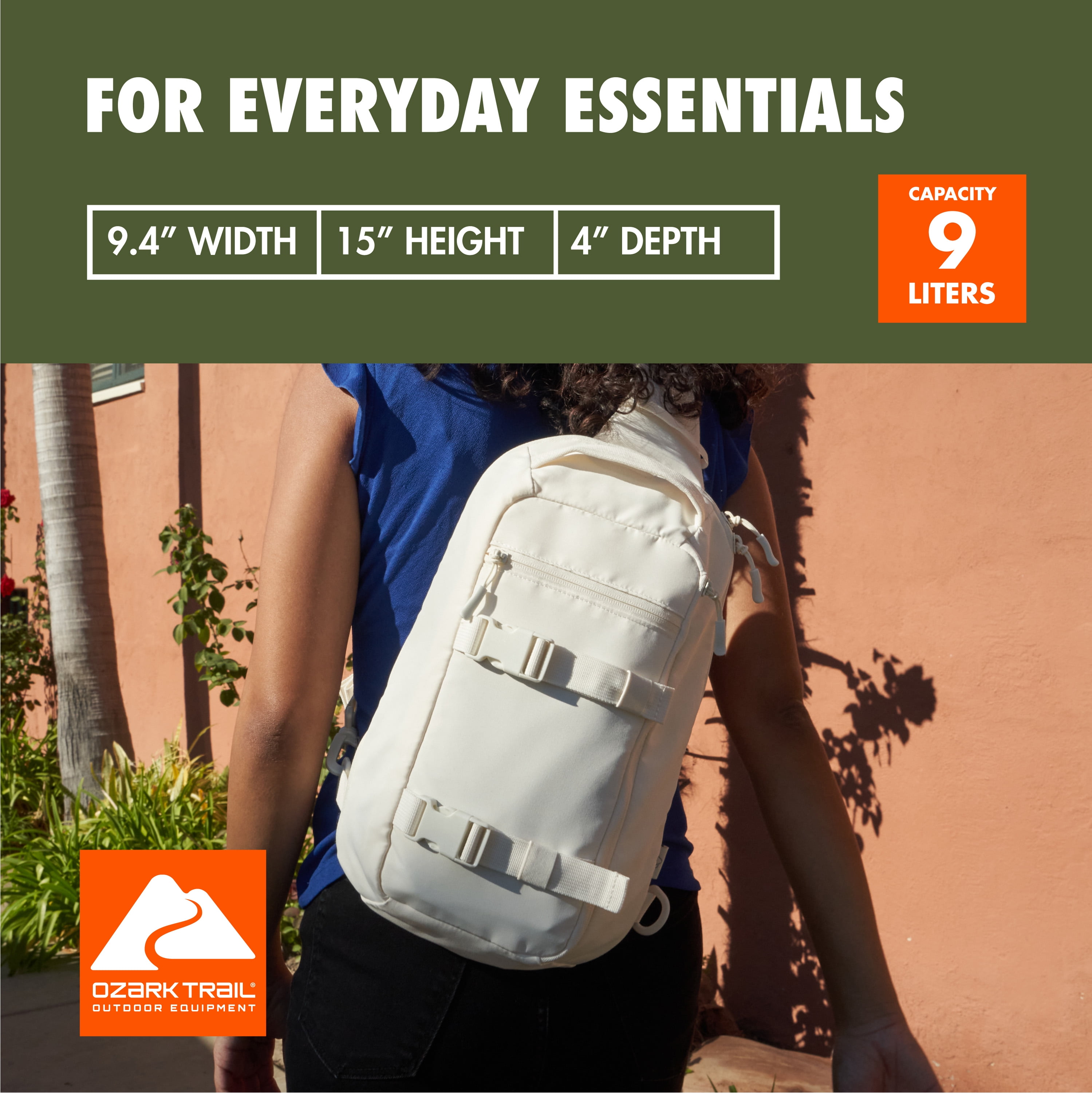 Ozark Trail 9 L Sling pack, Cream, Polyester Messenger Bag, Adult, Teen, Unisex