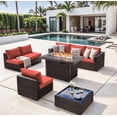 thumbnail image 2 of TANGJEAMER Outdoor Garden 8 Piece Patio Furniture with 43" 55000BTU Gas Propane Fire Pit Table Rattan Wicker Sectional Set, 2 of 2