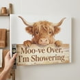 thumbnail image 5 of Funny Highland Cow Bathroom Wall Art – Moo-ve Over I'm Showering Rustic Sign Canvas Print, Farmhouse Shower Decor, Solid Wood Framed Cow Pictures Wall Decor Ready to Hang, 5 of 7