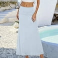 thumbnail image 2 of RUTAYY Women Casual Ruched Stretchy High Waist A-Line Skirt Flared Midi Skirt Solid Color Flowy Swing Skirts, 2 of 4