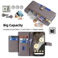 thumbnail image 2 of Jiahe Cover for Google Pixel 8 Pro, Multifunctional Wallet Case with Card Holder and Shoulder Strap,PU Leather Magnetic Closure Zipper Pocket Kickstand Wristband Flip Leather Cover, gray, 2 of 7