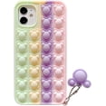 thumbnail image 1 of Macaron Silicone Case Compatible with iPhone 6/7 / 8, Cartoon Bear Rainbow Bubble Sensory Case with Cute Hook for Girls Teens (Macaron Green Purple), 1 of 4