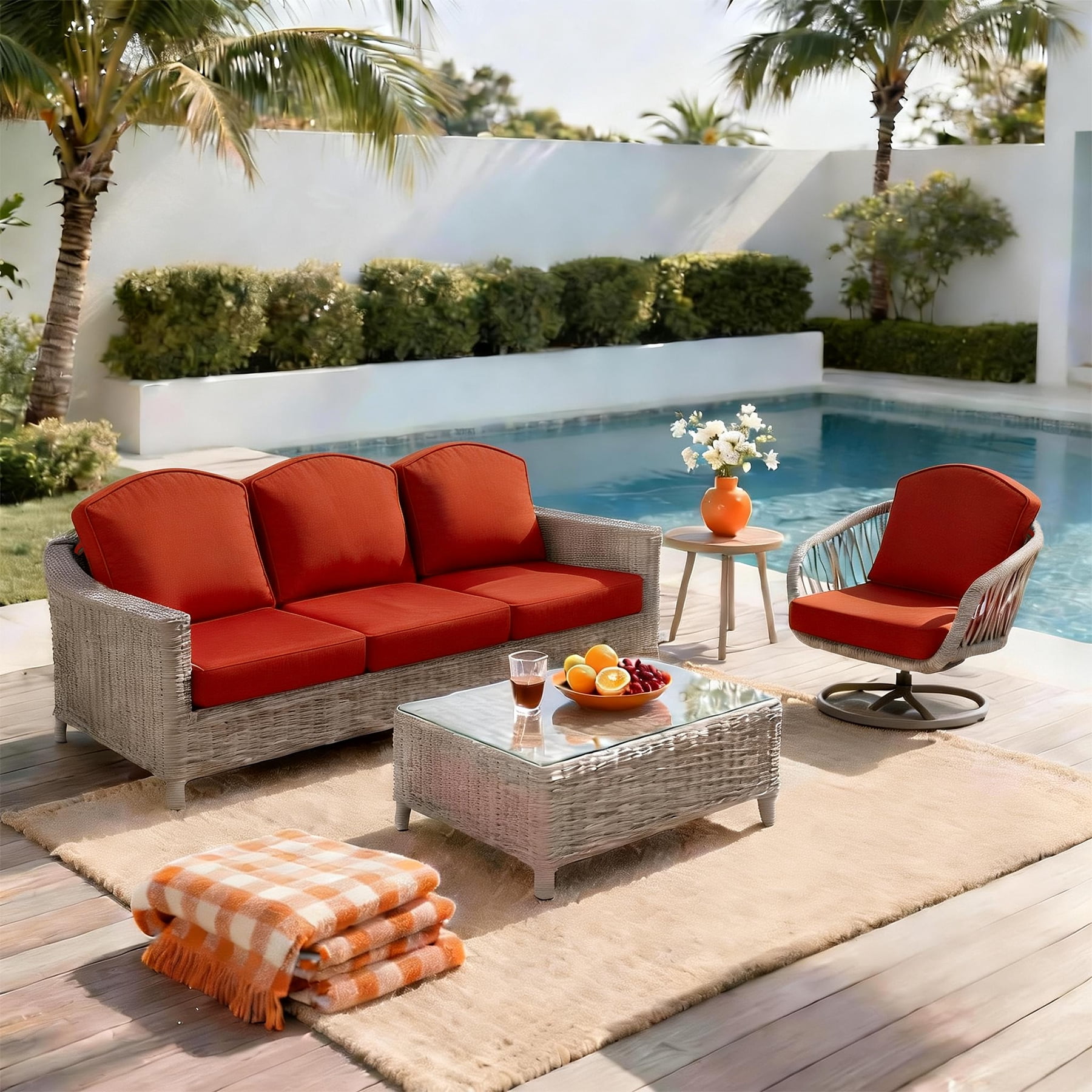 Goodgoods 20" x 21.5" Indoor & Outdoor Deep Seat Chair Cushions with Fasteners, Water & Fade Resistant, Quarry Red