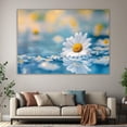 thumbnail image 6 of Mudket White Daisies on Water Canvas Wall Art, Framed Floral Print, Ready to Hang Wall Decor for Living Room Bathroom, Calming Nature Artwork - 12"L x 8"W, 6 of 10
