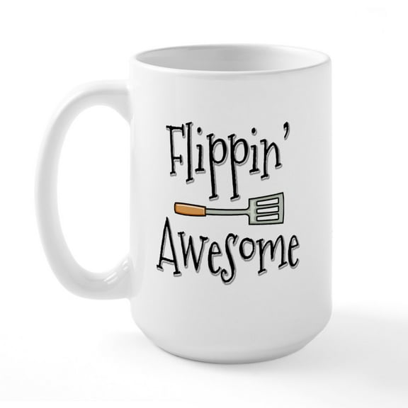 CafePress - Flippin Awesome Cooking Large Mug - 15 oz Ceramic Large White Nolvety Mug