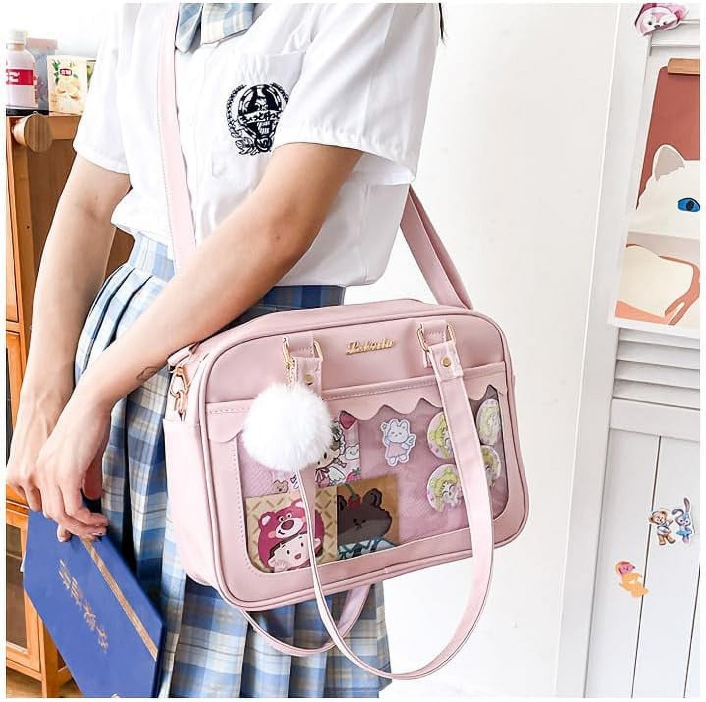 HMSHA Clear Aesthetic Bag Ita Bag Cute Messenger Bag Crossbody Bag for Women JK Tote Purse