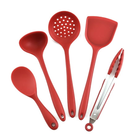 

5pcs Kitchen Cooking Utensil Set Heat Resistant Silicone Baking Cookware Tool Spoon Soup Ladle Spatula Kit