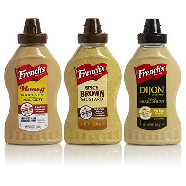 French's 12oz Squeeze Mustard Variety 3Pack Honey Mustard, Spicy Brown, Dijon