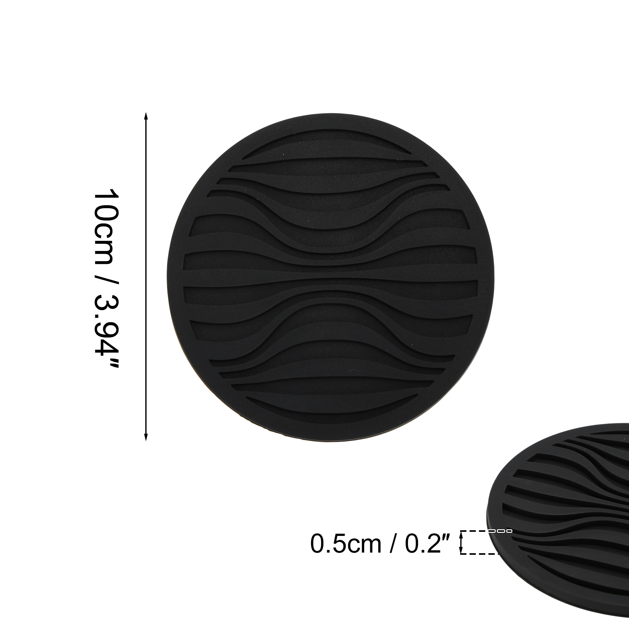 Unique Bargains Water Repellent Wave Drink Coaster Set Black