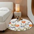 thumbnail image 2 of Orange Blue Tulip Round Area&nbsp;Rug 8ft Farm Watercolor Flower Butterfly Green Leaf Wood Grain Non-Slip&nbsp;Washable Circle Rugs Soft Felt Indoor Floor Mat for Bedroom Kitchen Living Room Bathroom, 2 of 9