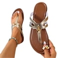 thumbnail image 3 of LTTVQM Thong Sandals for Women Leather Soft Sole Slip On Comfy Beach Flip Flops Summer Open Toe Vacation Walking Flat Sandals Champagne 38(US-7), 3 of 4