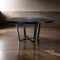 thumbnail image 4 of Benjara Raj 63" Round Dining Table- Cross Legs Design- Black Acacia Wood- Iron, 4 of 6